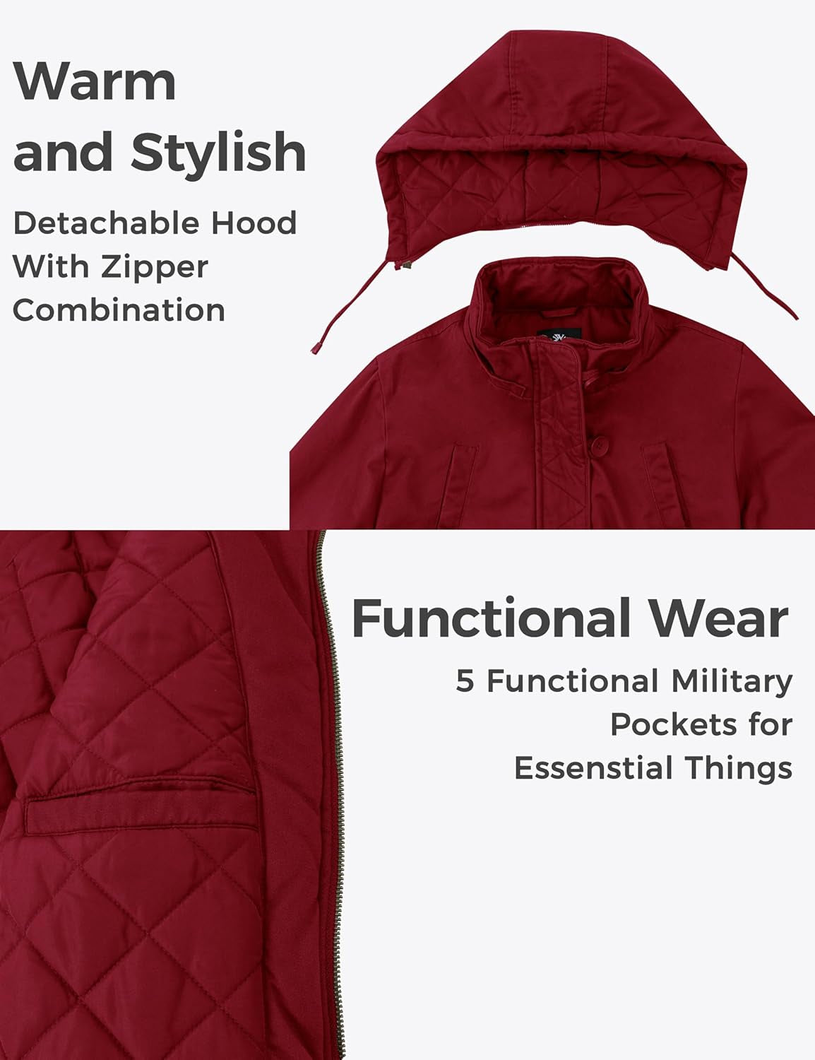 Women'S Winter Coat Warm Cotton Jacket Thicken Parka Military Anorak with Hooded