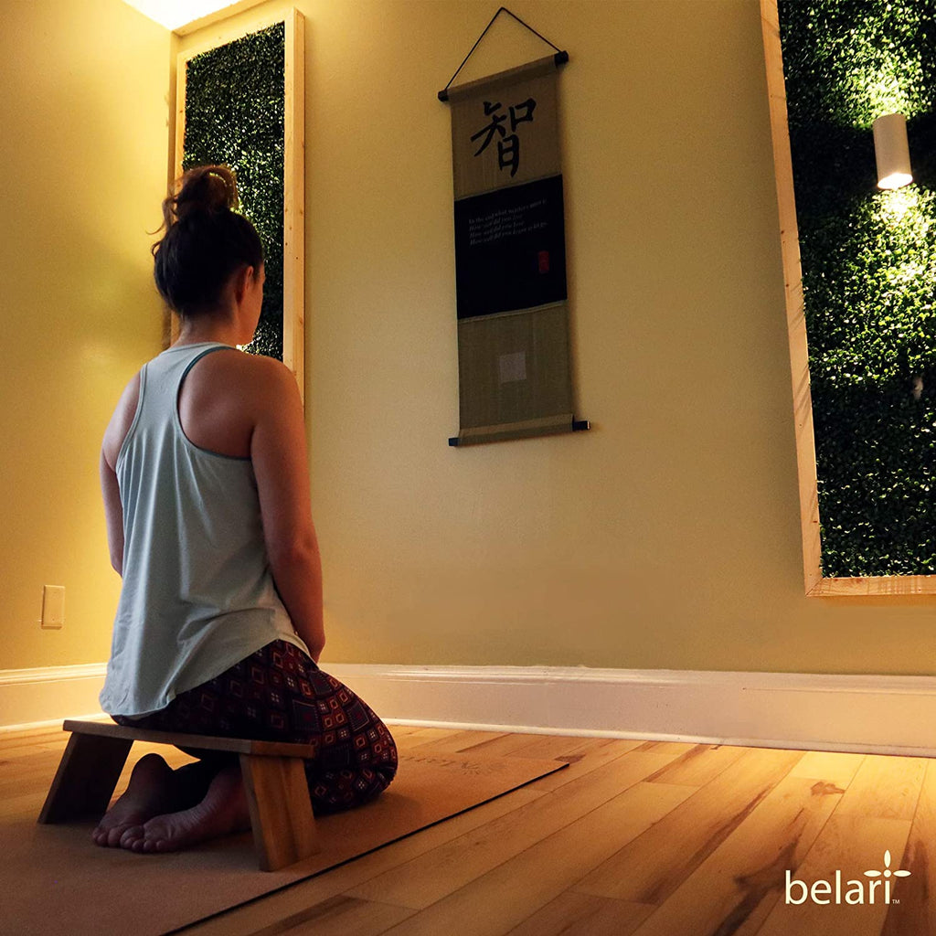 Teak Meditation Bench - Meditation Seat - Meditation Stool - Kneeling Meditation Chair - Portable Folding Meditation Bench - Seiza Yoga Meditation Bench - Prayer Bench (Teak)