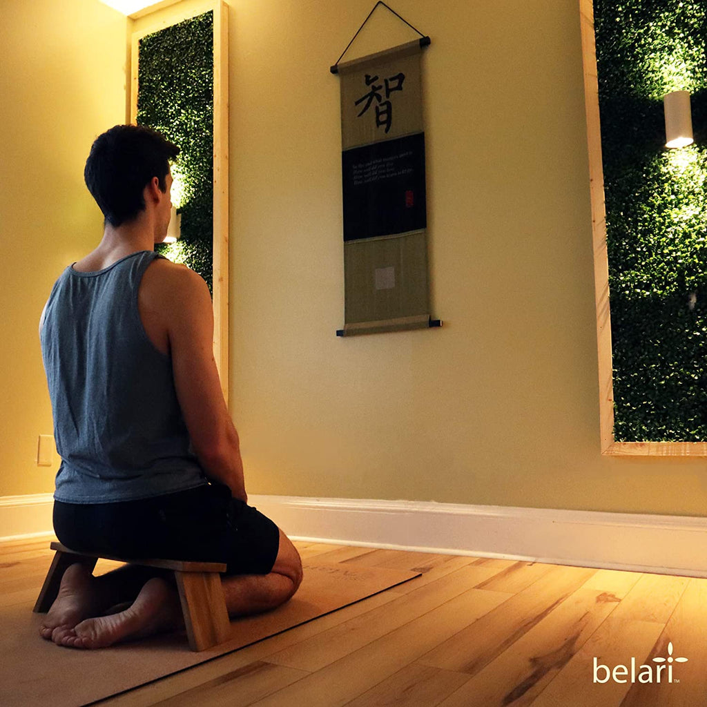 Teak Meditation Bench - Meditation Seat - Meditation Stool - Kneeling Meditation Chair - Portable Folding Meditation Bench - Seiza Yoga Meditation Bench - Prayer Bench (Teak)